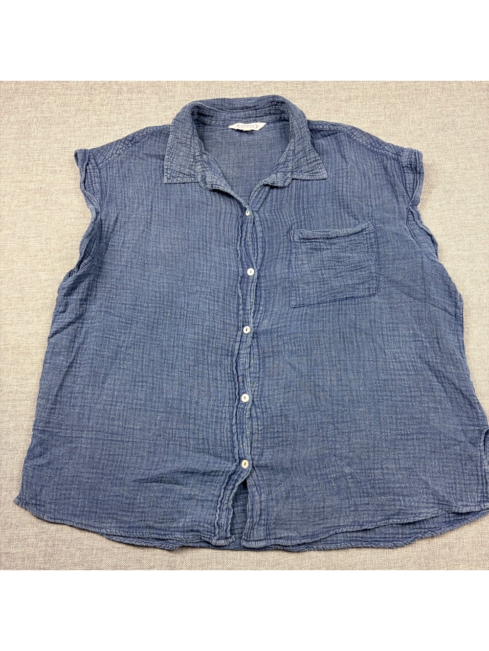 Nanette Lepore Blue Cotton Button-Up Blouse Size L
